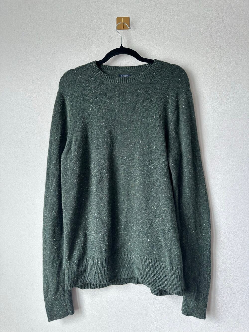 J.Crew Men’s Lambswool Sweater Green Donegal Fleck Elbow Patch Preppy M